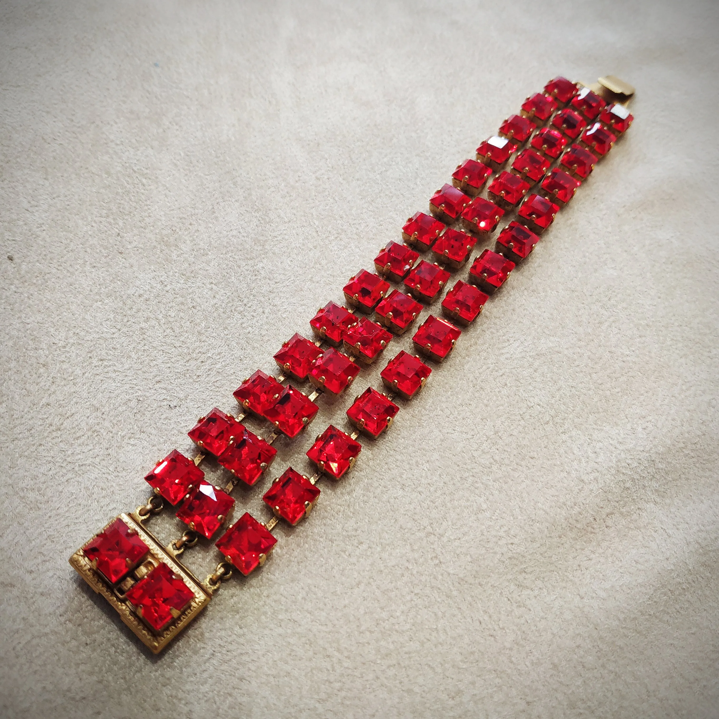 Askew London Red Crystal Triple row Bracelet