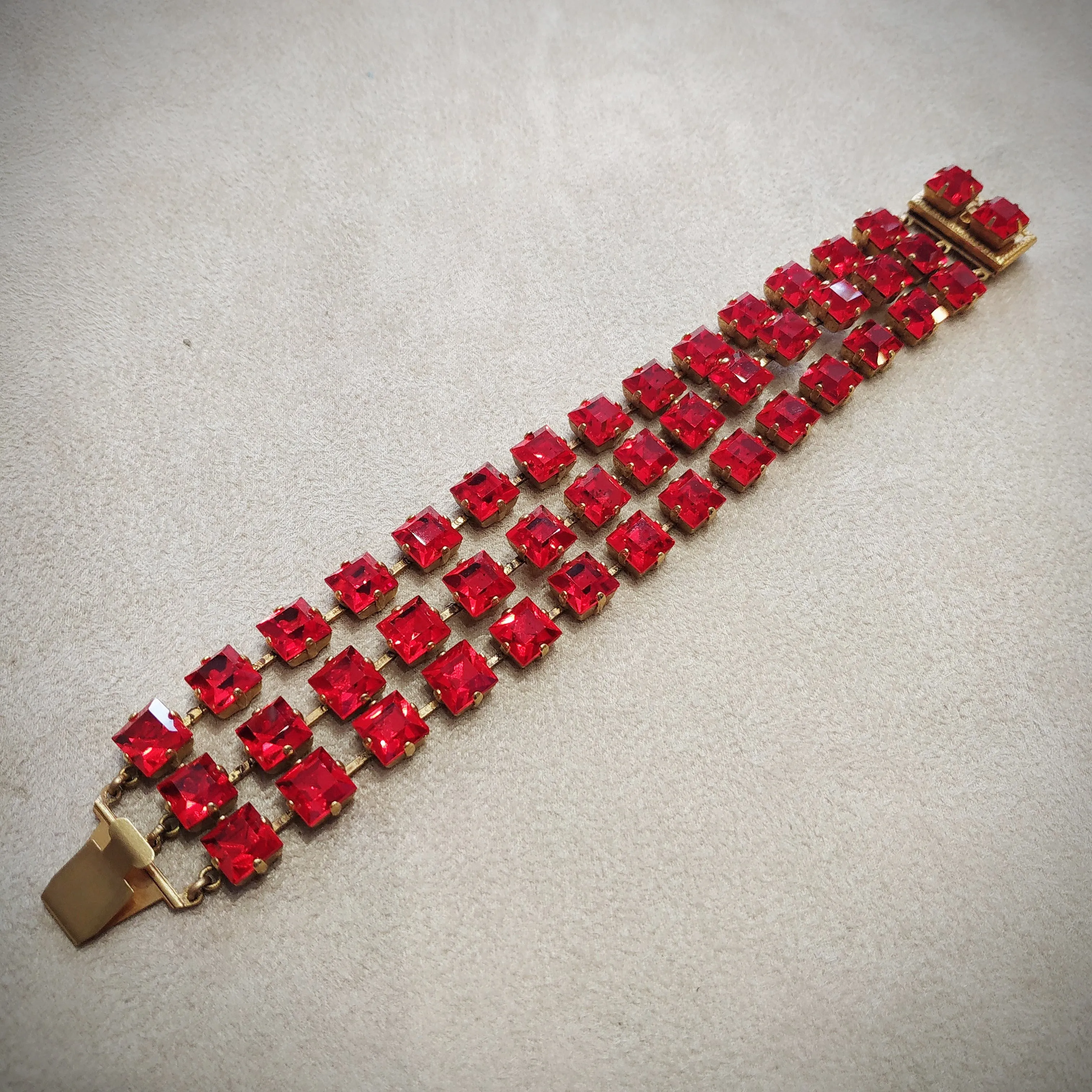 Askew London Red Crystal Triple row Bracelet