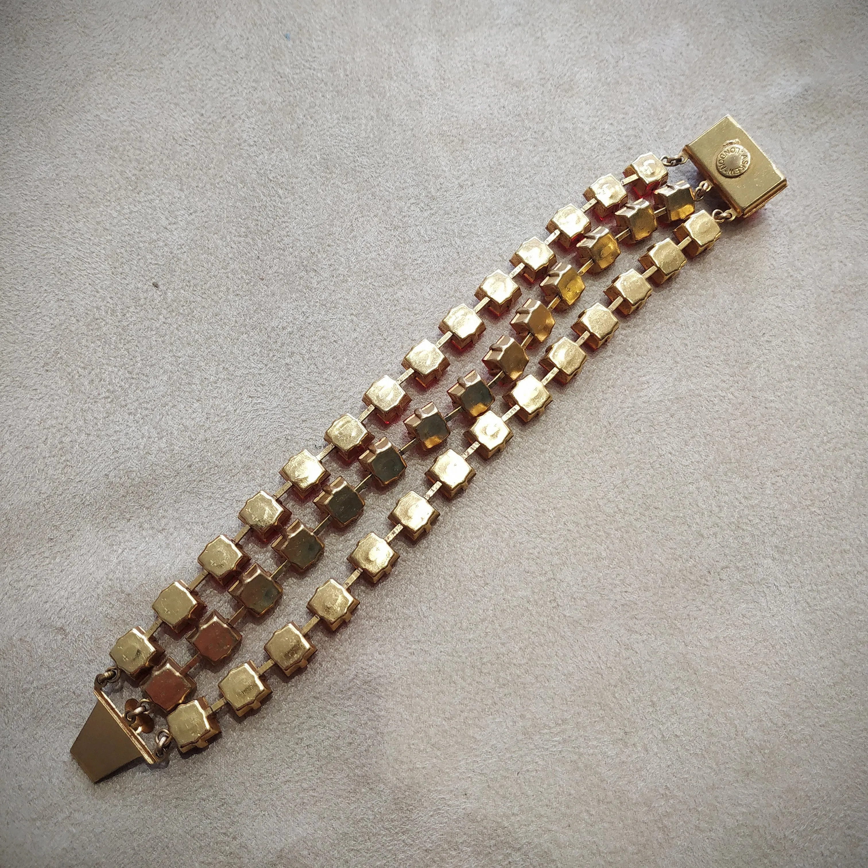 Askew London Red Crystal Triple row Bracelet