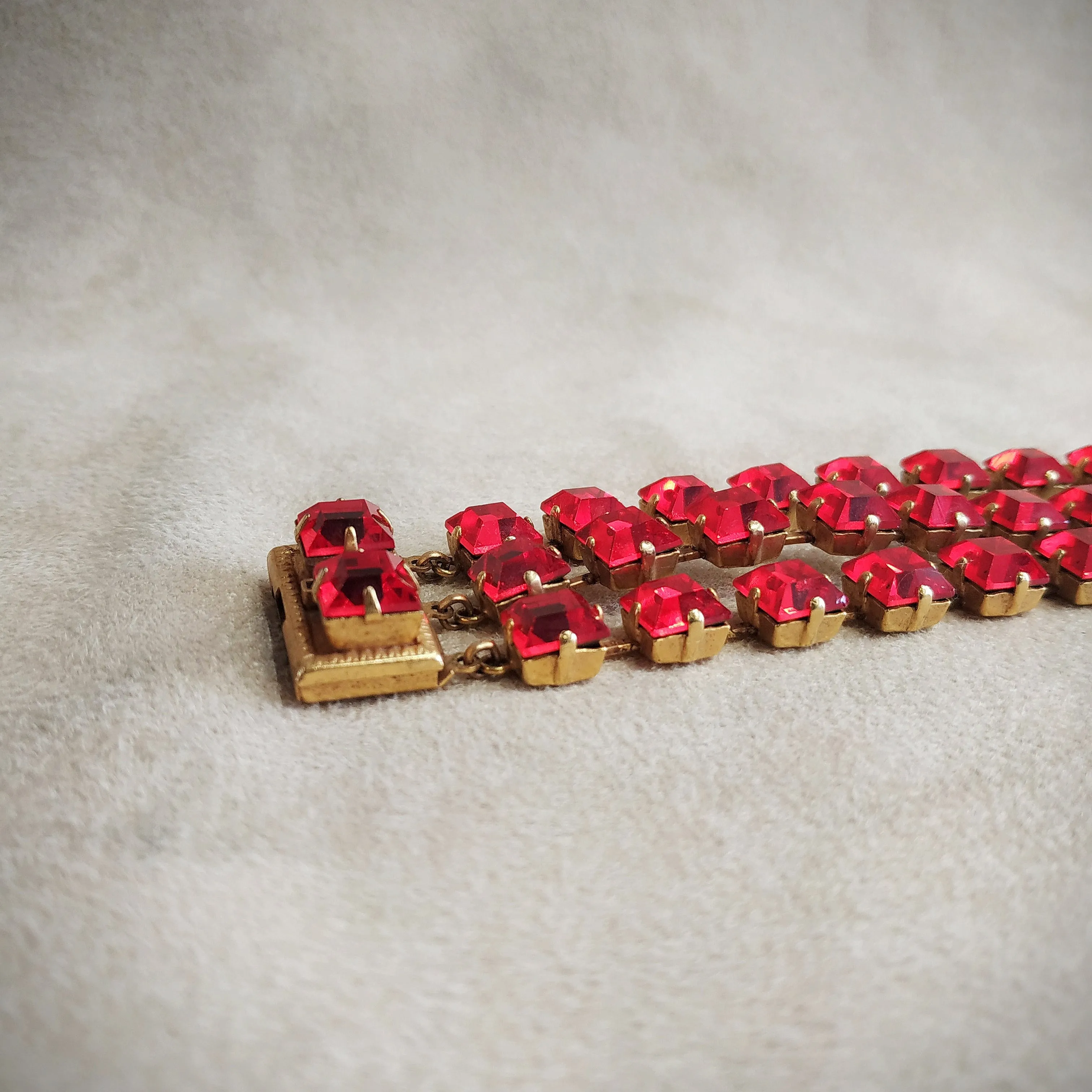 Askew London Red Crystal Triple row Bracelet