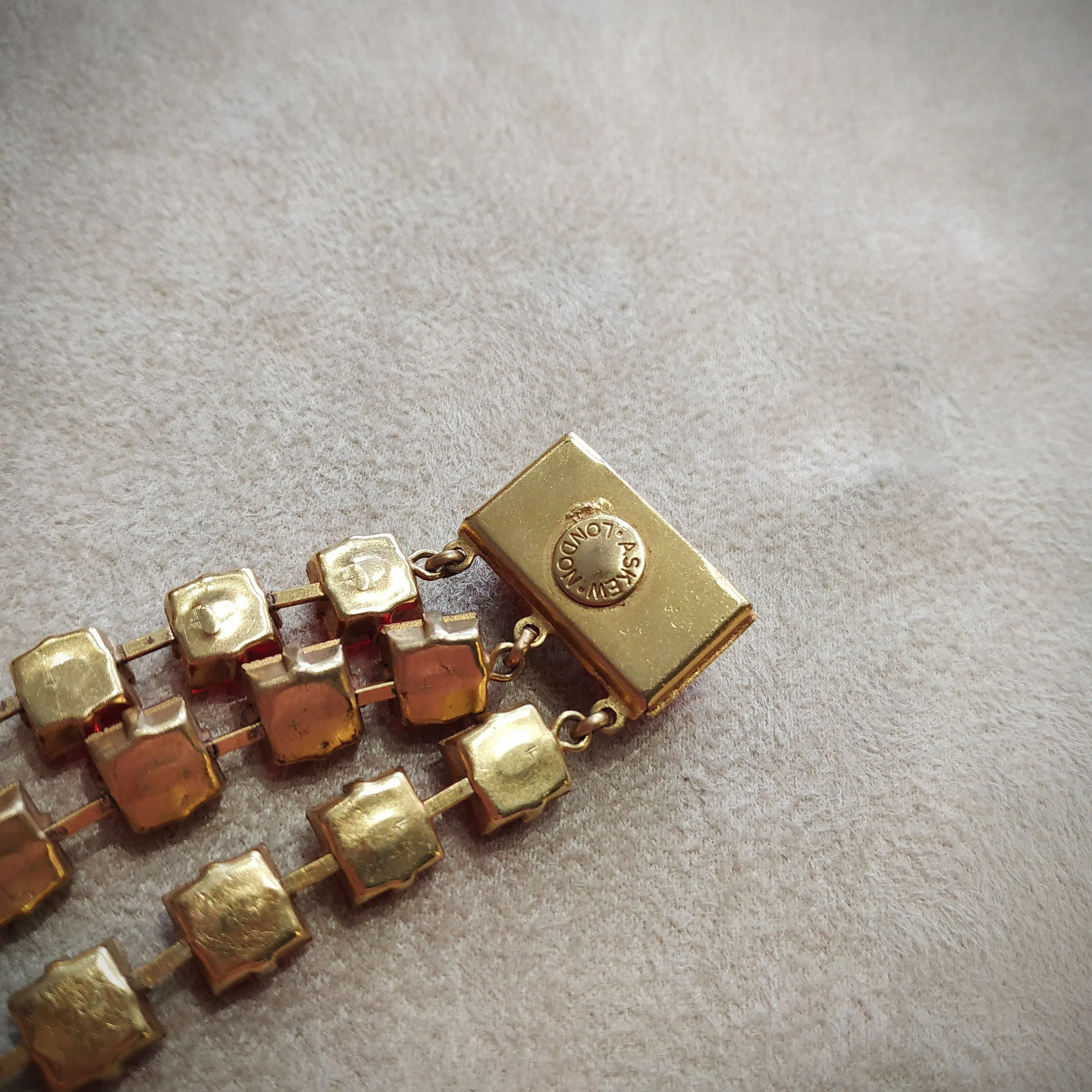 Askew London Red Crystal Triple row Bracelet