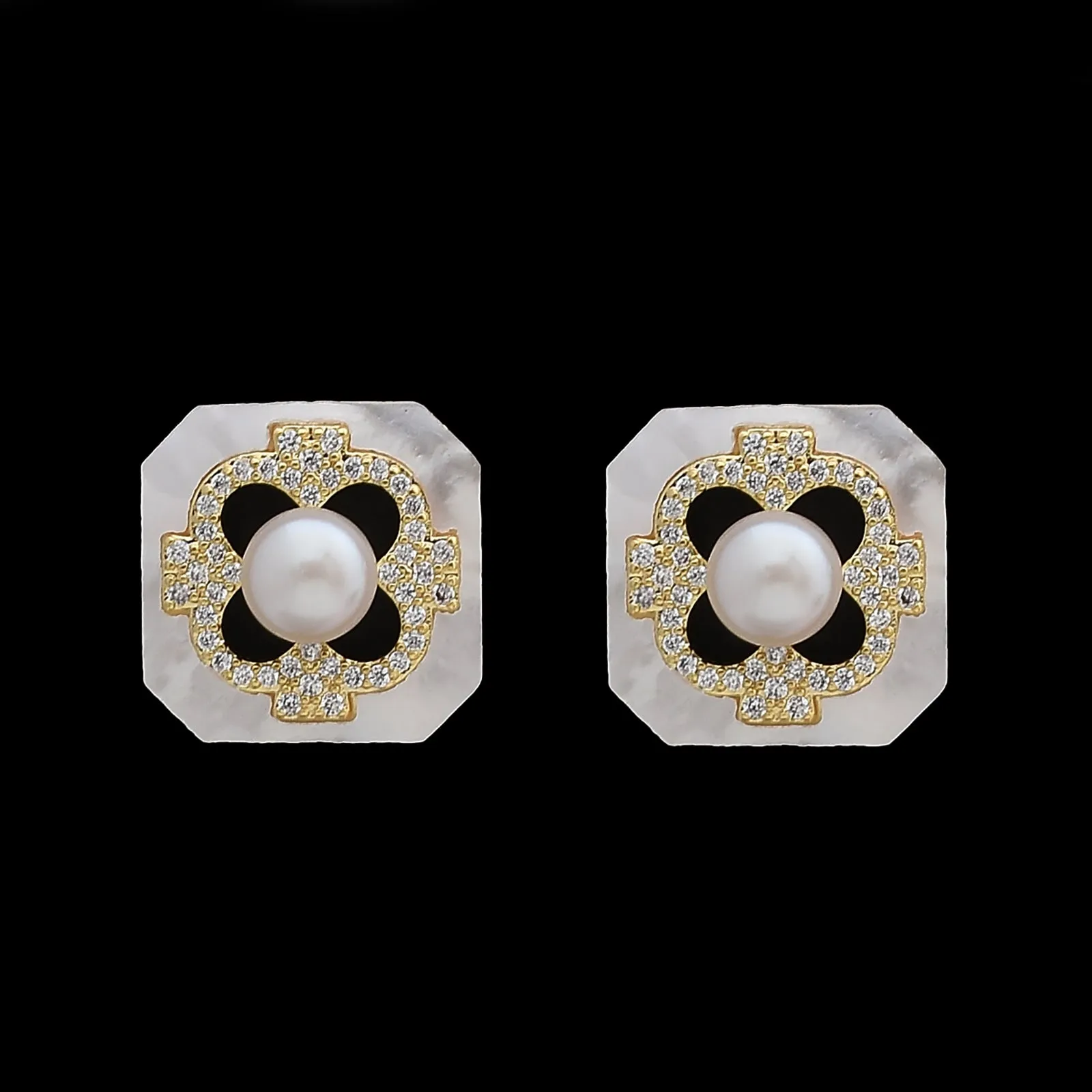 Aurelia Geometrical American Diamond Fashionable Stud Earrings