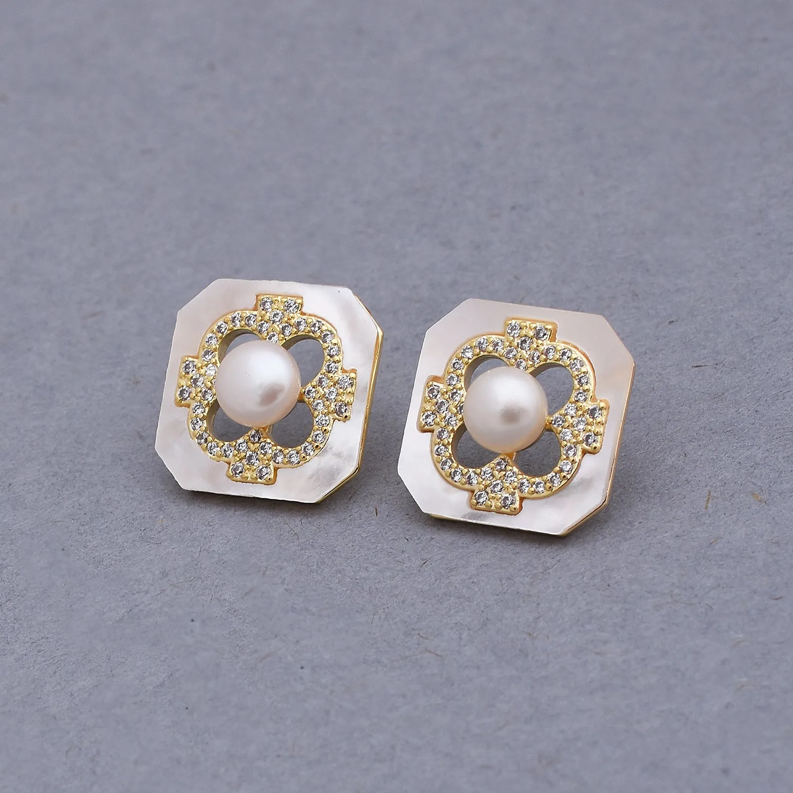 Aurelia Geometrical American Diamond Fashionable Stud Earrings