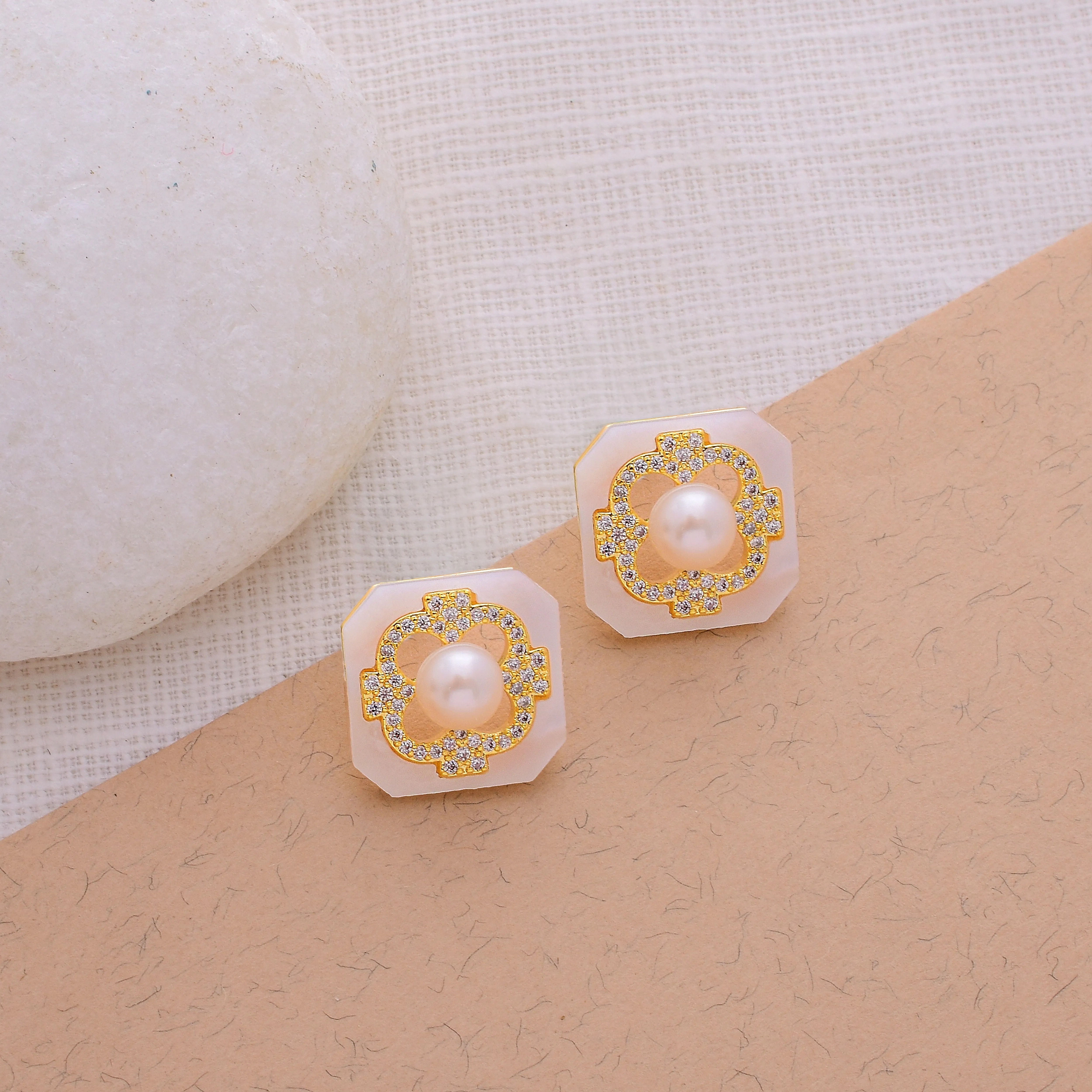 Aurelia Geometrical American Diamond Fashionable Stud Earrings