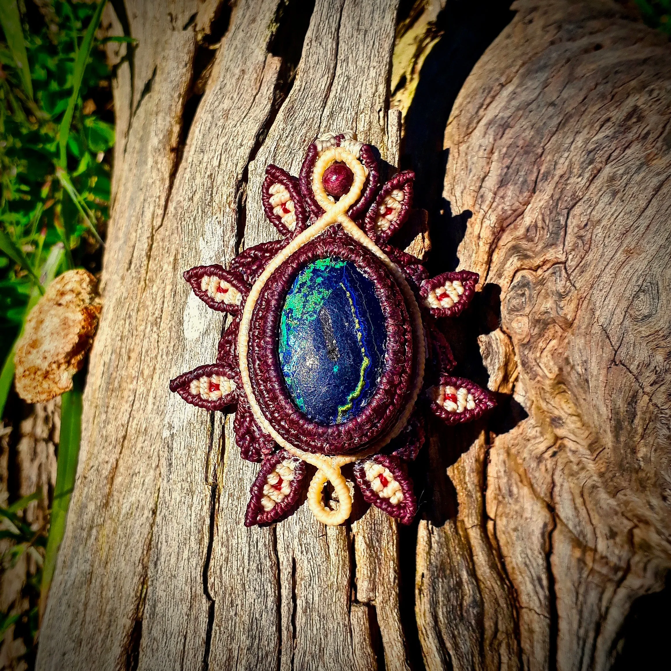 Azurite with malachite pendant