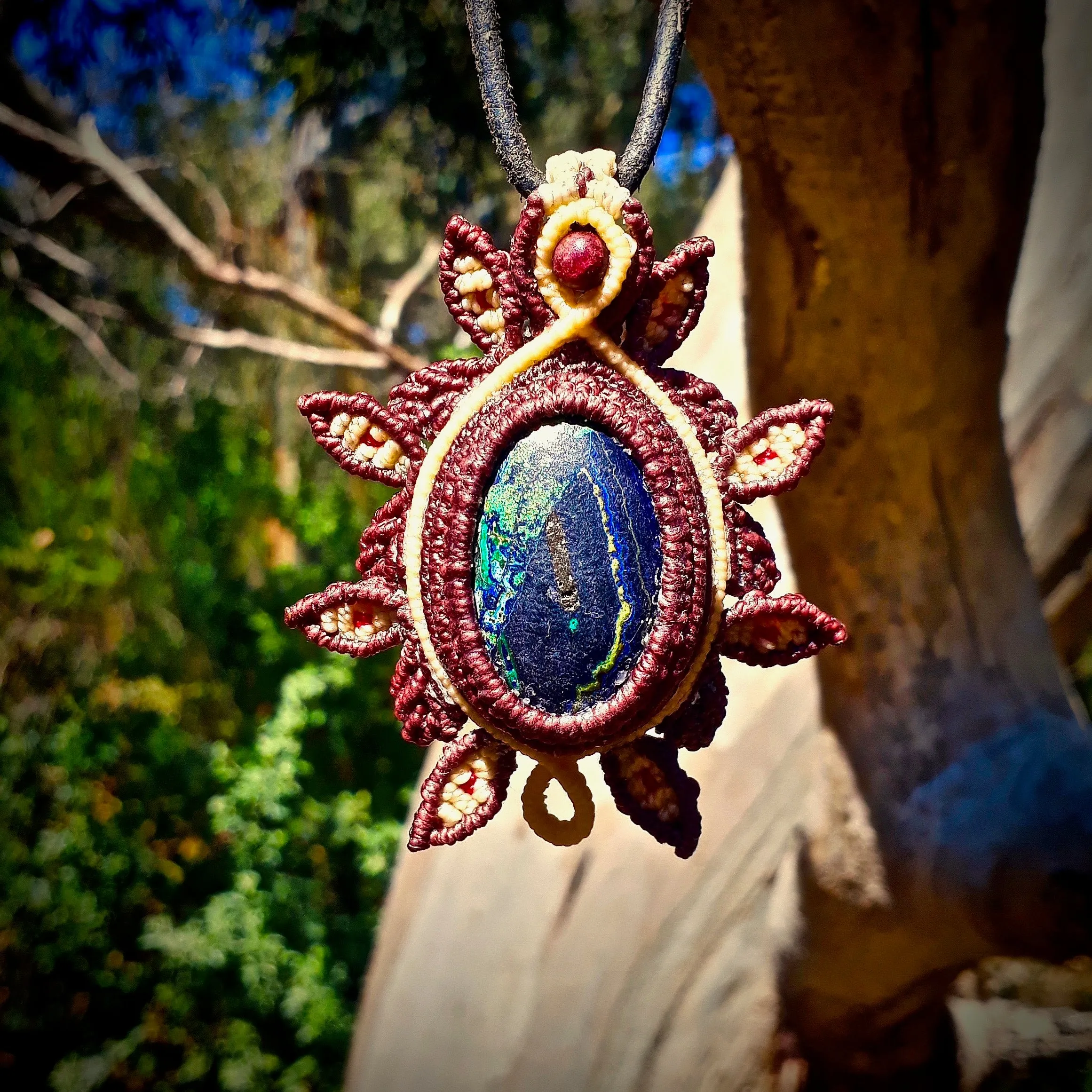 Azurite with malachite pendant