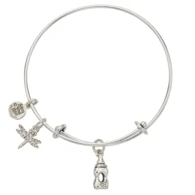 Baby Bottle Dragon Fly Charm Bangle Bracelet