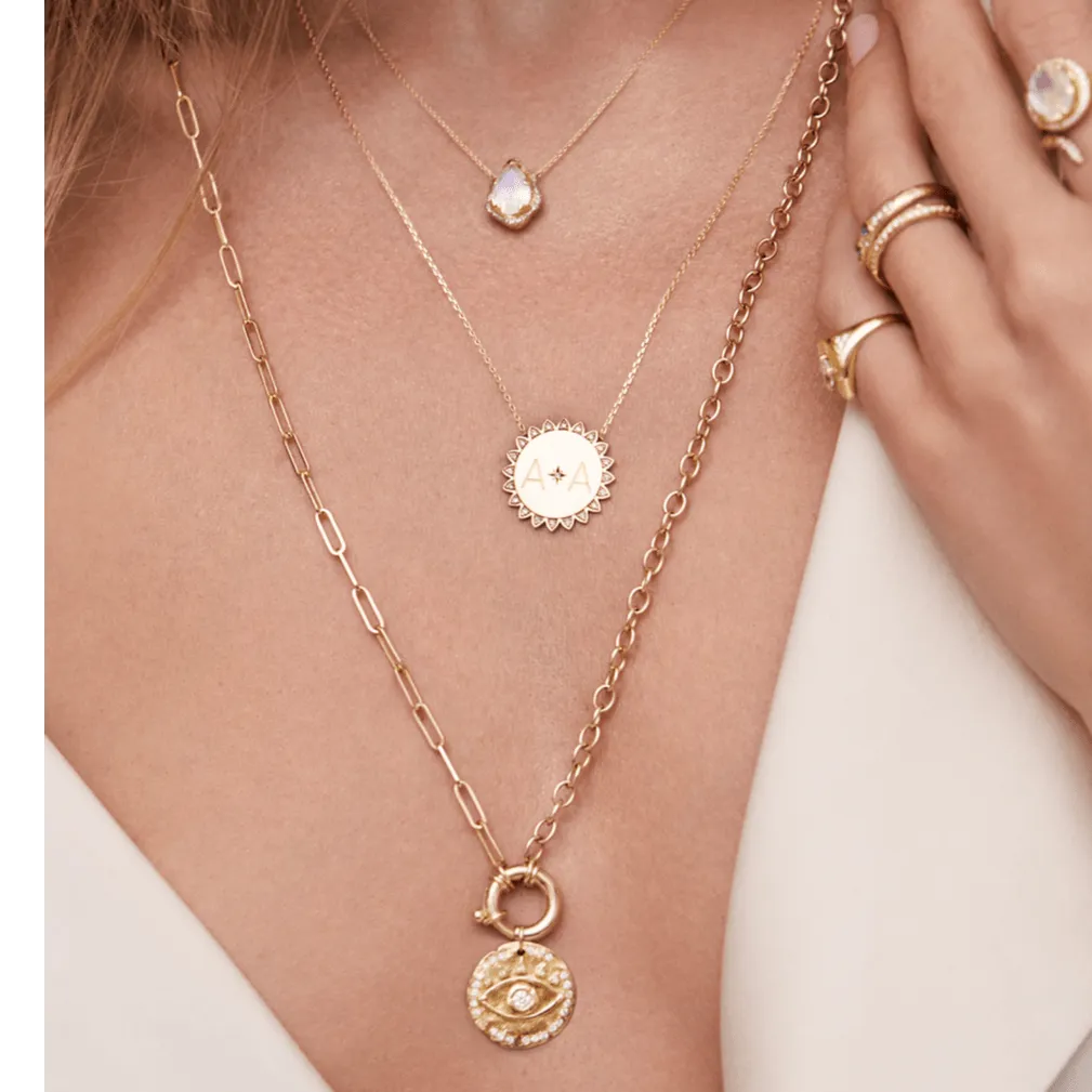 Baby Queen Water Drop Moonstone Necklace with Full Pavé Diamond Halo