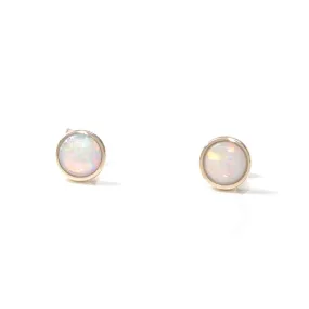 Baikalla™ 14k Yellow Gold Natural Australian Light Opal Bezel Set Earrings