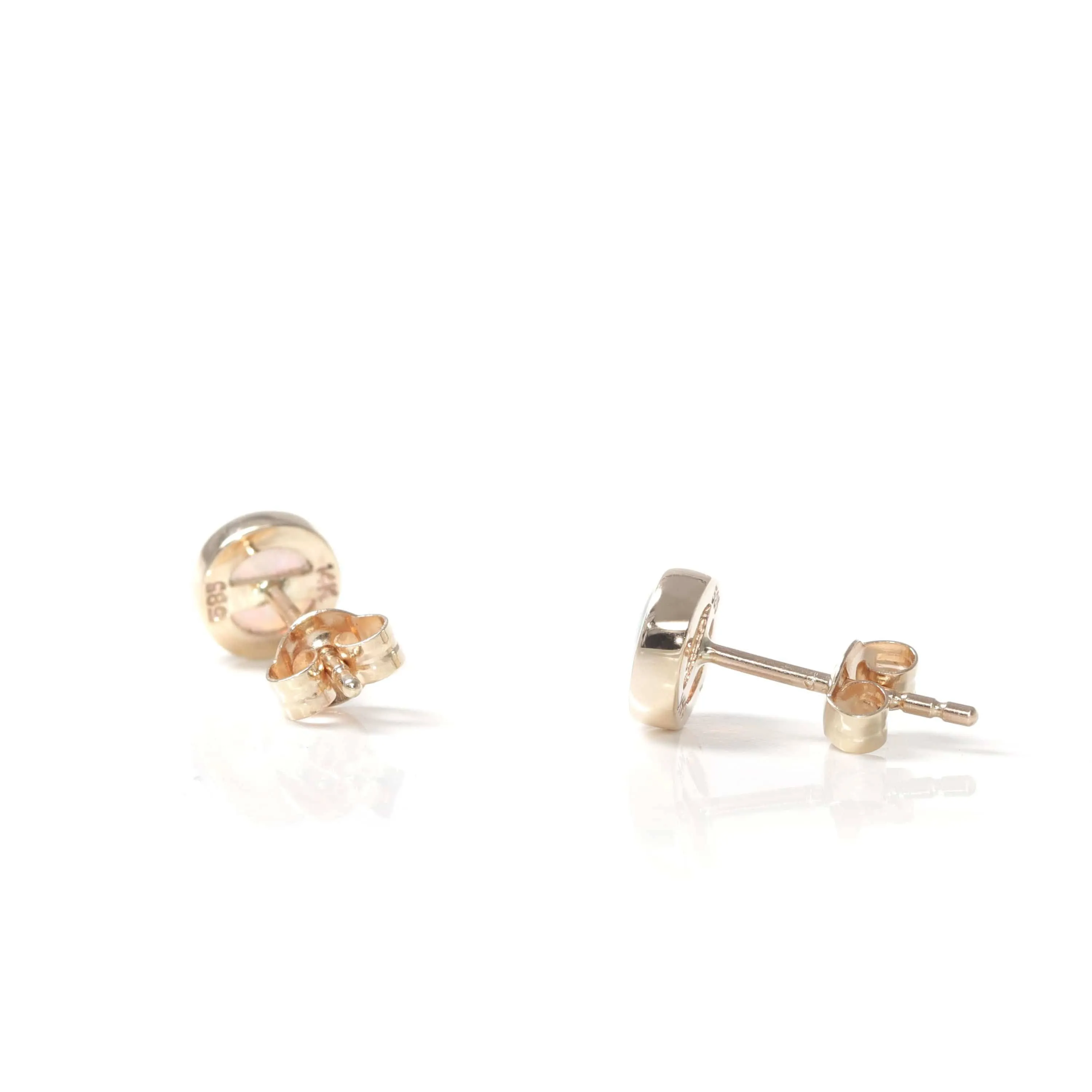 Baikalla™ 14k Yellow Gold Natural Australian Light Opal Bezel Set Earrings