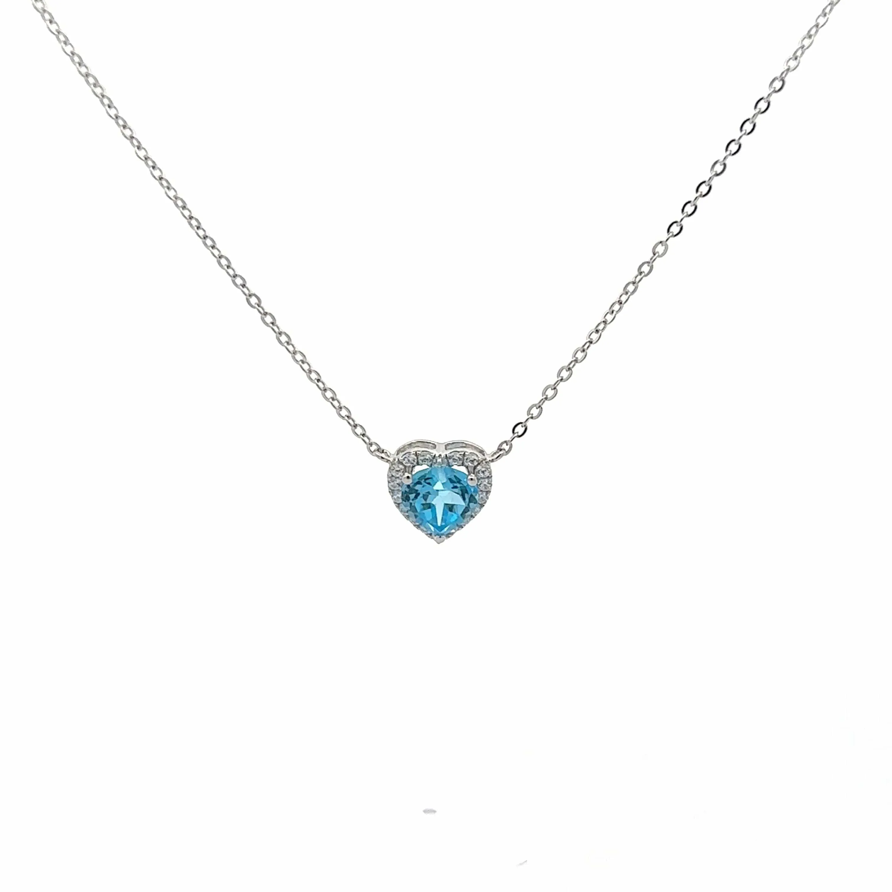 Baikalla™ Classic Heart Sterling Silver Natural Amethyst Citrine Topaz Necklace With CZ