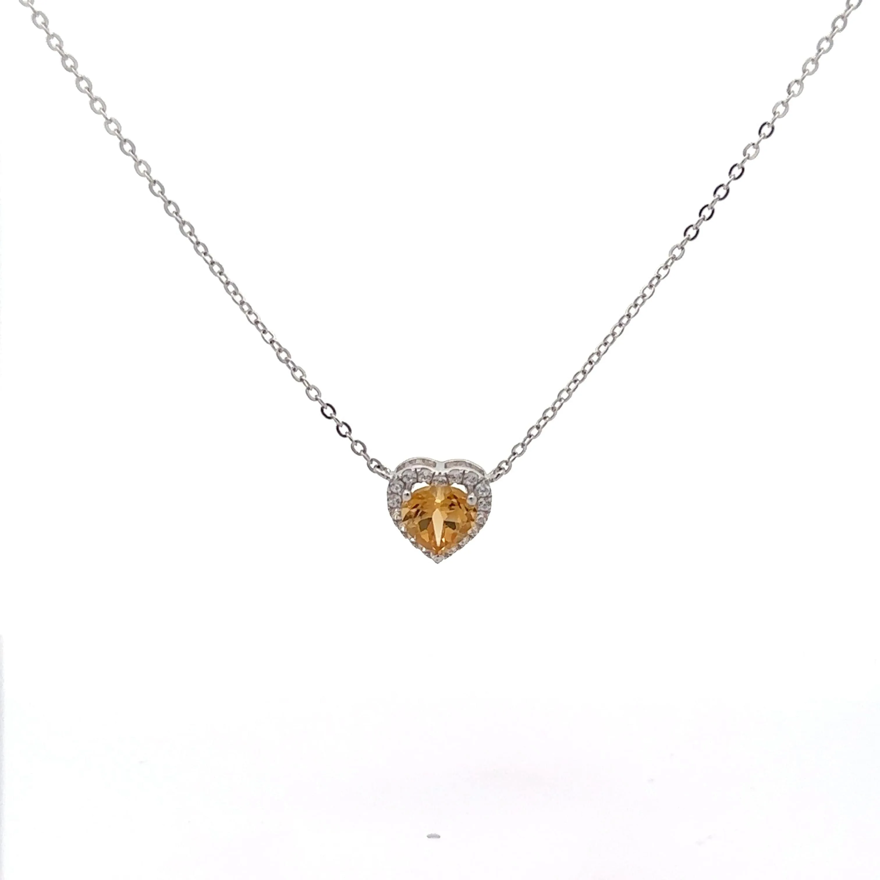 Baikalla™ Classic Heart Sterling Silver Natural Amethyst Citrine Topaz Necklace With CZ