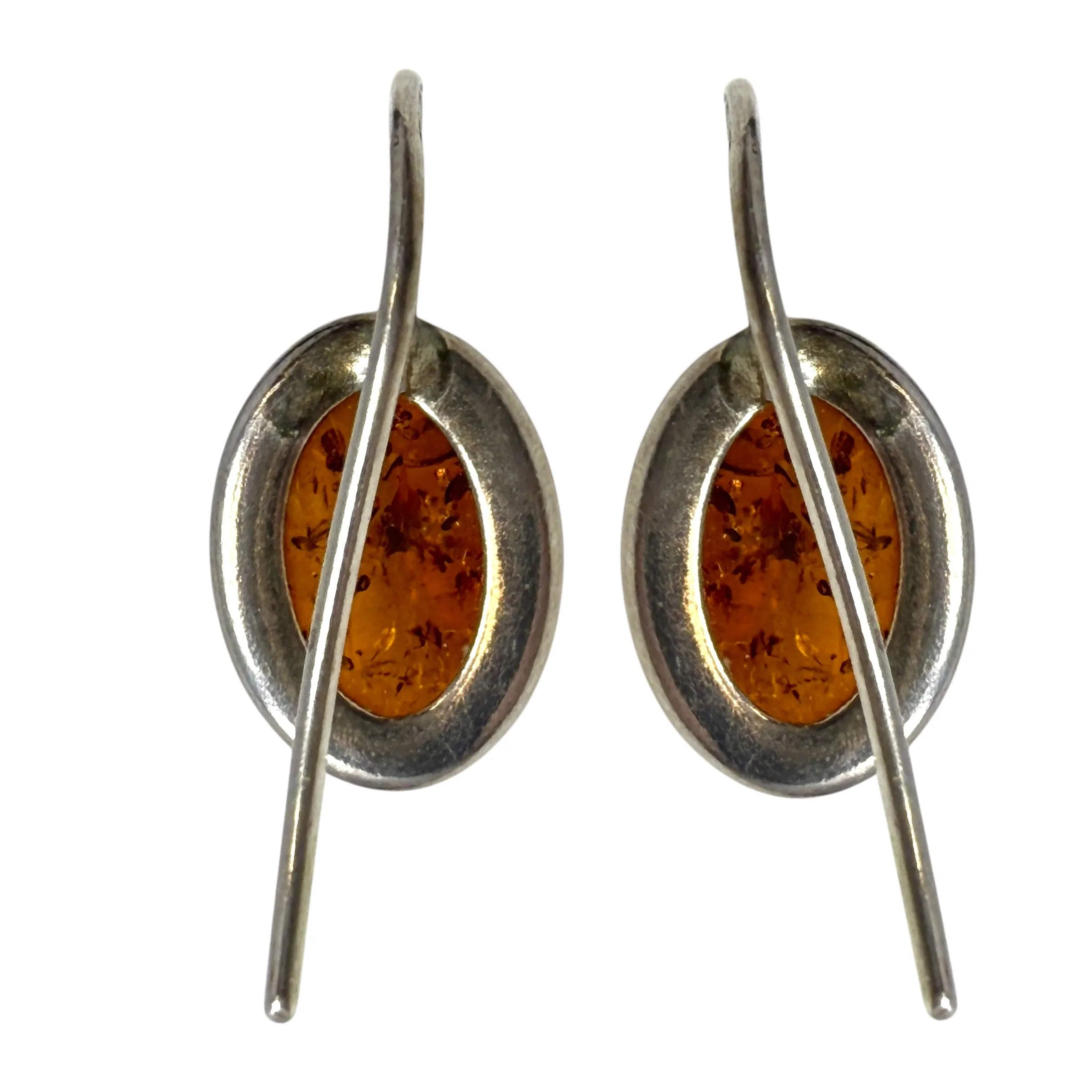 Baltic Amber & Sterling Silver Drop Earrings By Unbranded