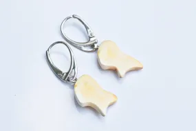 Baltic Amber Earrings Royal White Natural Untreated Jewelry 925 Silver 1.5" 2.3 gram