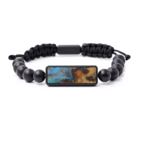 Bead Wood Resin Bracelet - Sheena (Teal & Gold, 580272)