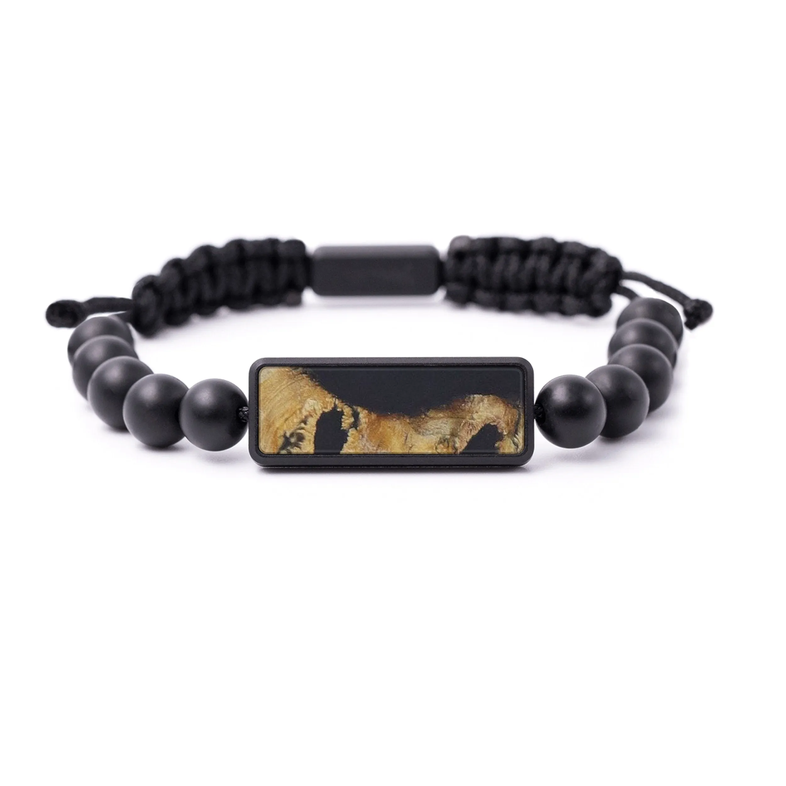 Bead Wood Resin Bracelet - Youwen (Pure Black, 577145)
