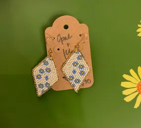Beaded Forget Me Not Diamond Earrings