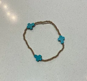 Beaded Turquoise Cross Bracelet