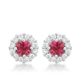 Belle Pink Rose Halo Stud Earrings | 2ct