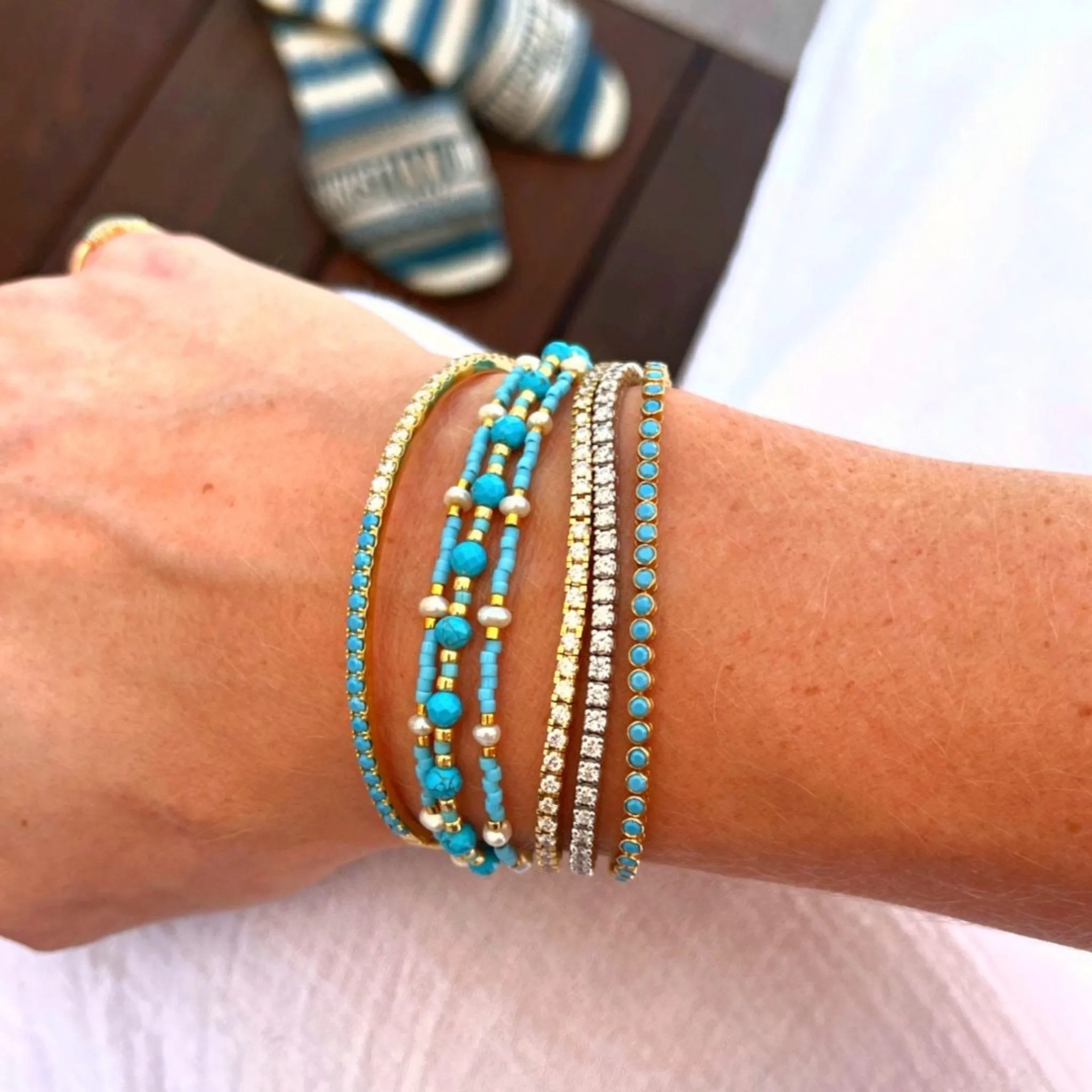Bezel Set Turquoise Tennis Bracelet