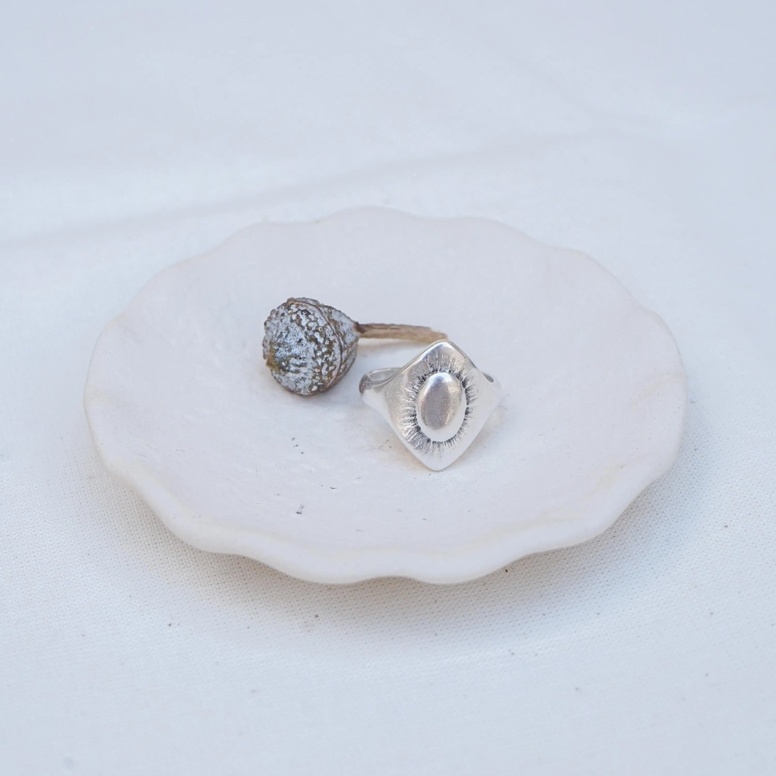 Big Silver Ethnic Rhombus Ring