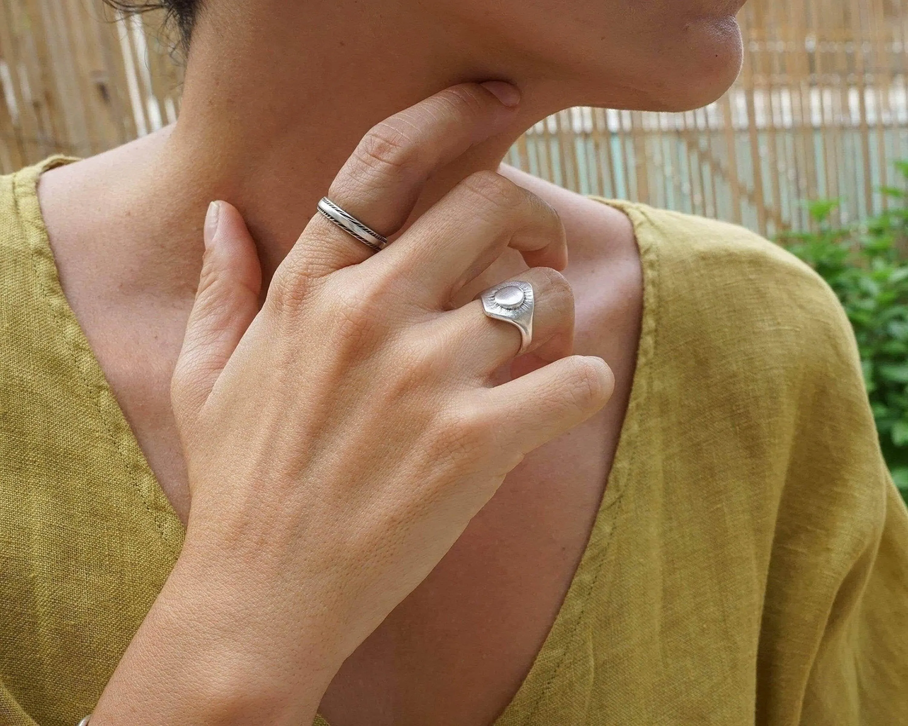 Big Silver Ethnic Rhombus Ring