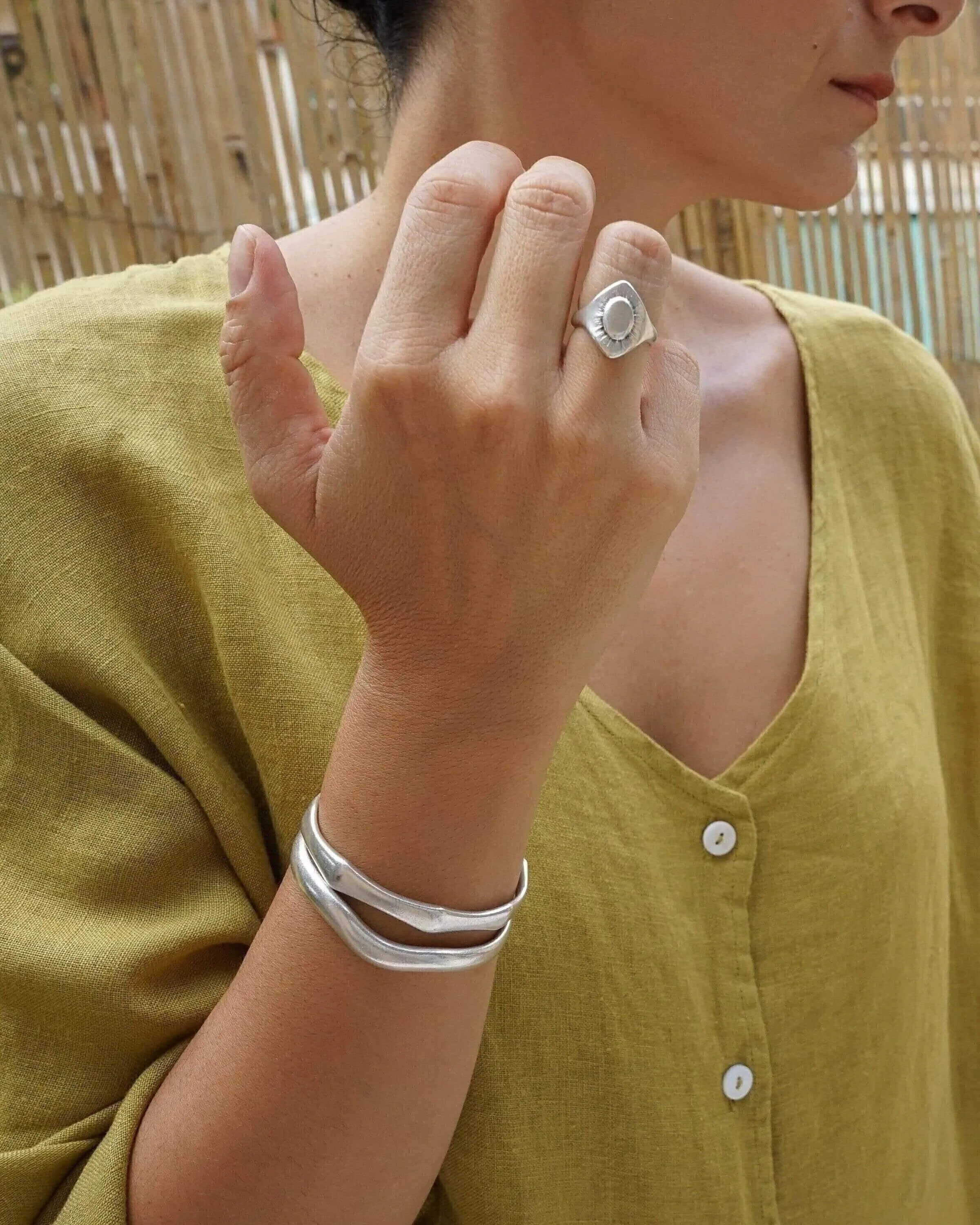 Big Silver Ethnic Rhombus Ring