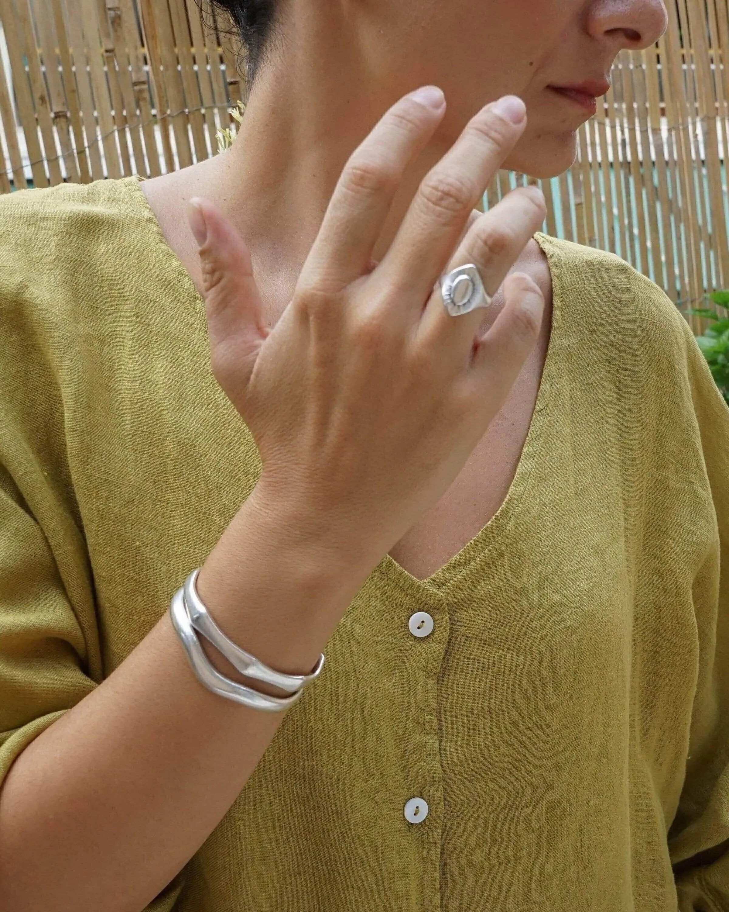 Big Silver Ethnic Rhombus Ring