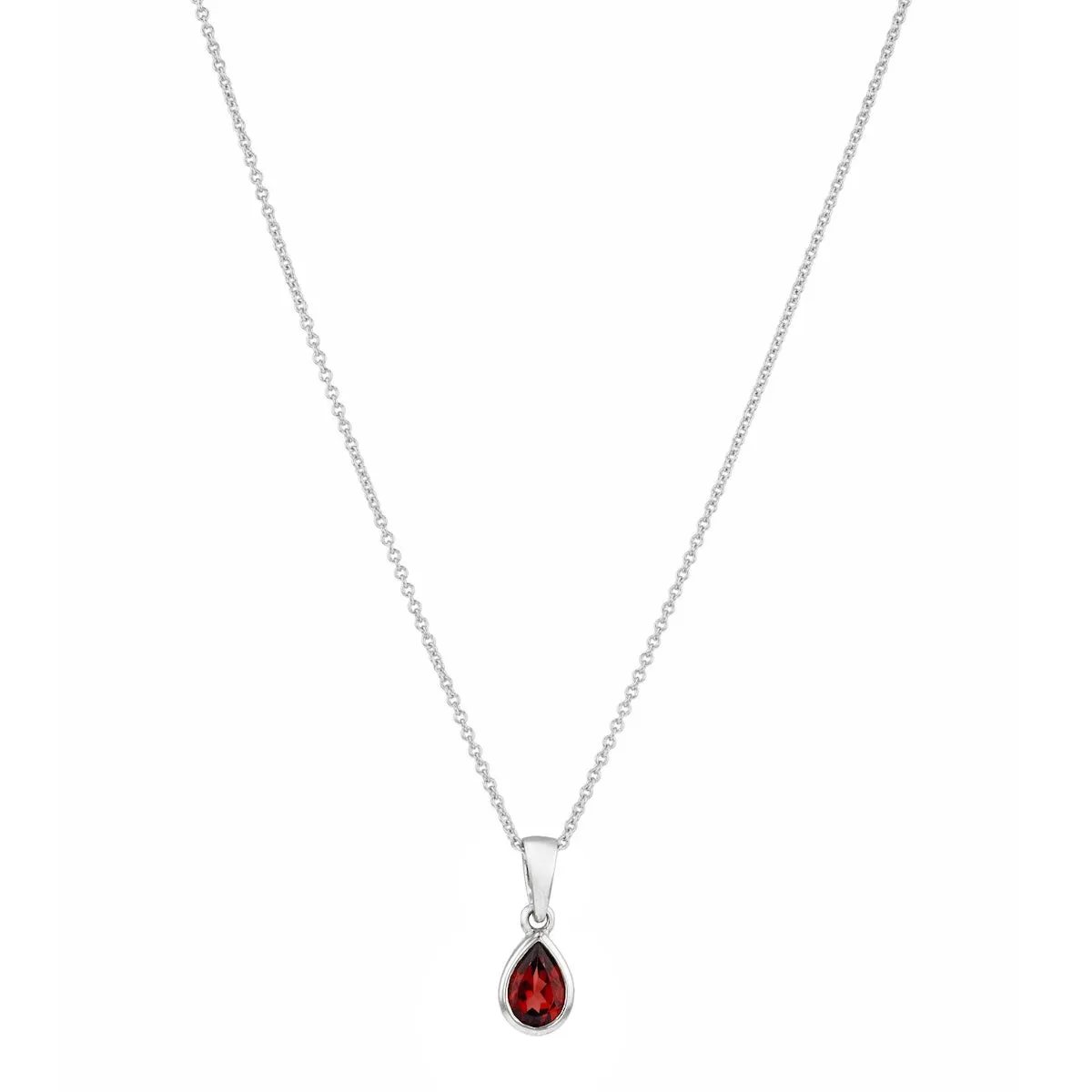 Bijou Collection 0.50ct Pear Cut Garnet Necklace | 9K White Gold