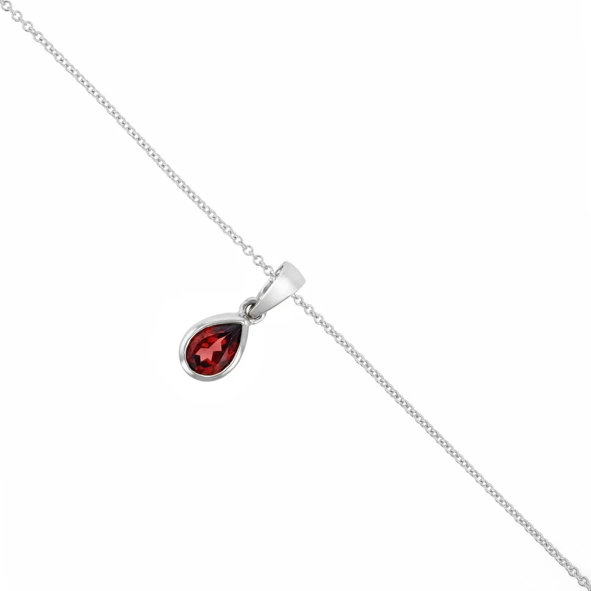 Bijou Collection 0.50ct Pear Cut Garnet Necklace | 9K White Gold