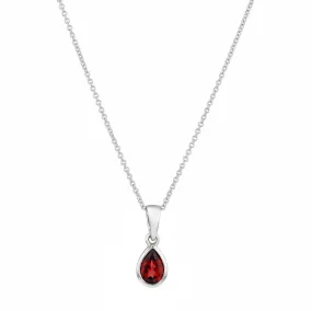 Bijou Collection 0.50ct Pear Cut Garnet Necklace | 9K White Gold