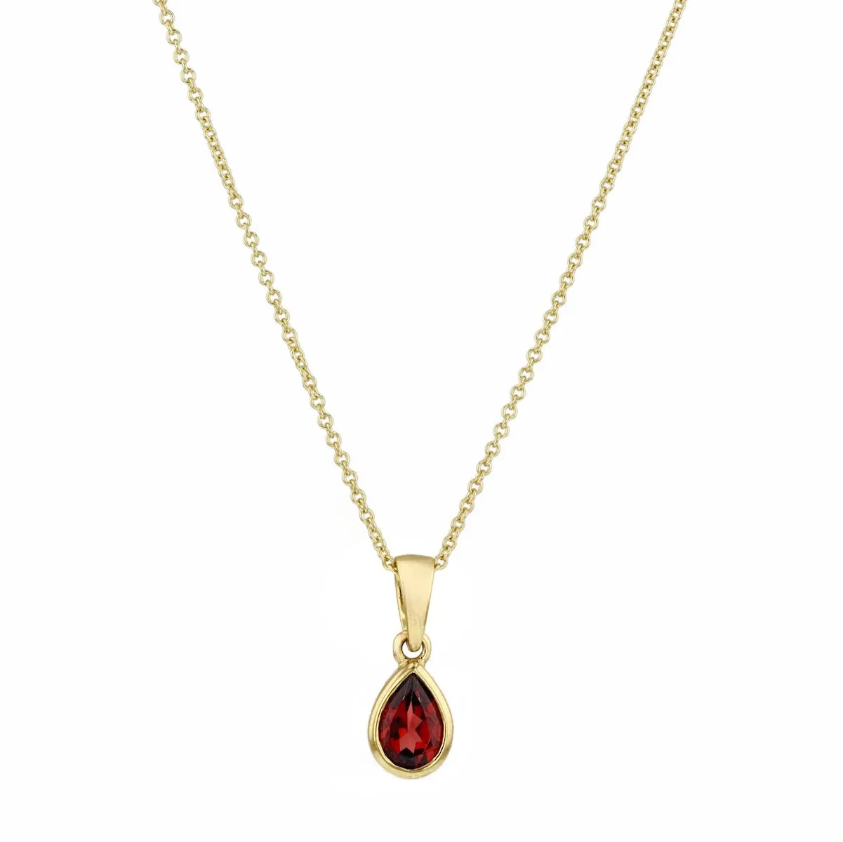 Bijou Collection 0.50ct Pear Cut Garnet Necklace | 9K Yellow Gold