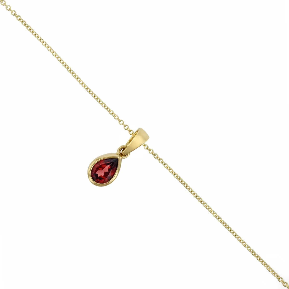 Bijou Collection 0.50ct Pear Cut Garnet Necklace | 9K Yellow Gold