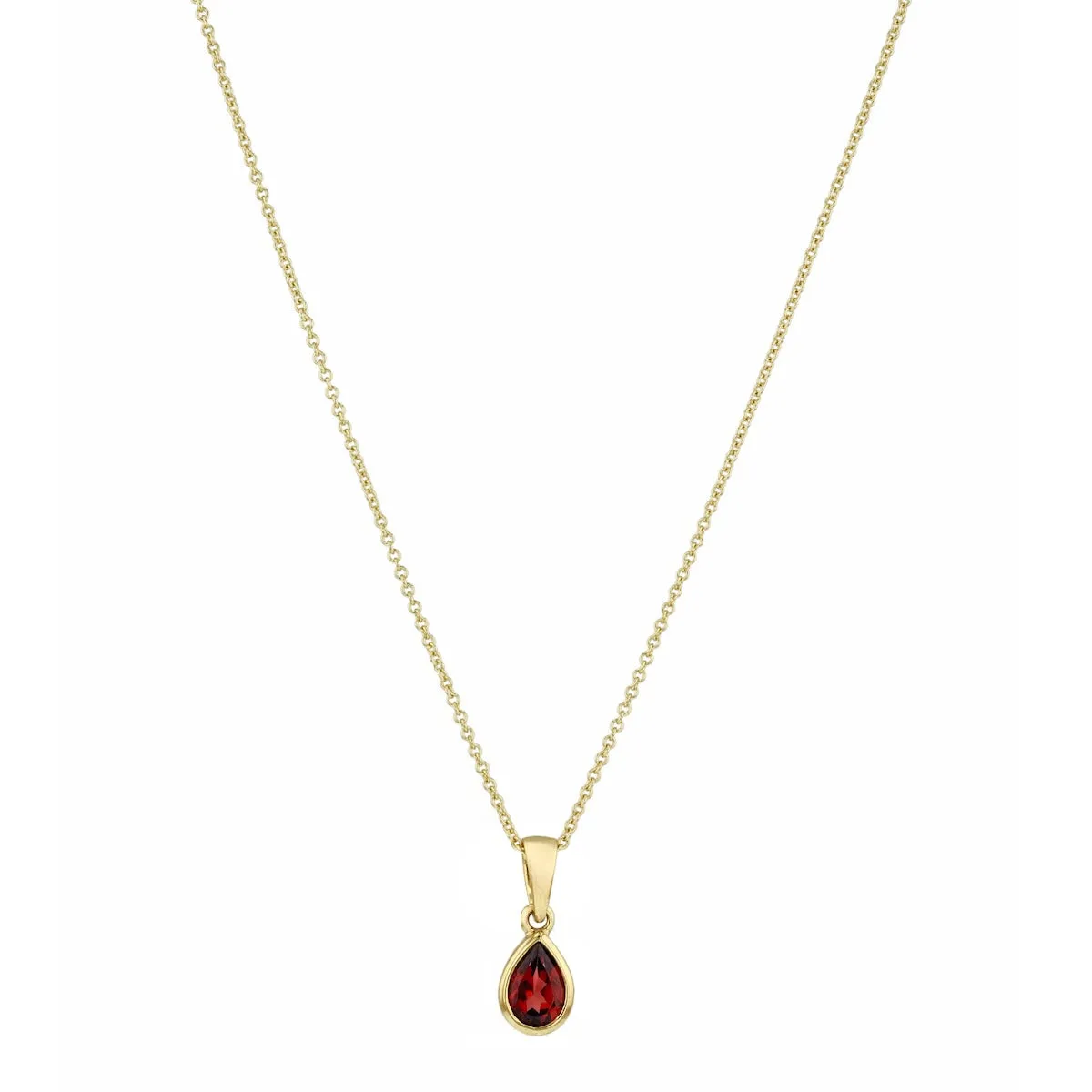 Bijou Collection 0.50ct Pear Cut Garnet Necklace | 9K Yellow Gold