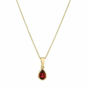 Bijou Collection 0.50ct Pear Cut Garnet Necklace | 9K Yellow Gold