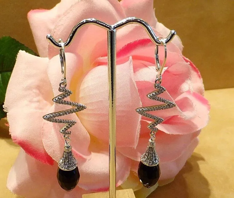 Black Onyx And Gold Gemstone Earrings