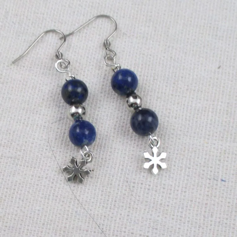 Blue Gemstone Drop Earrings