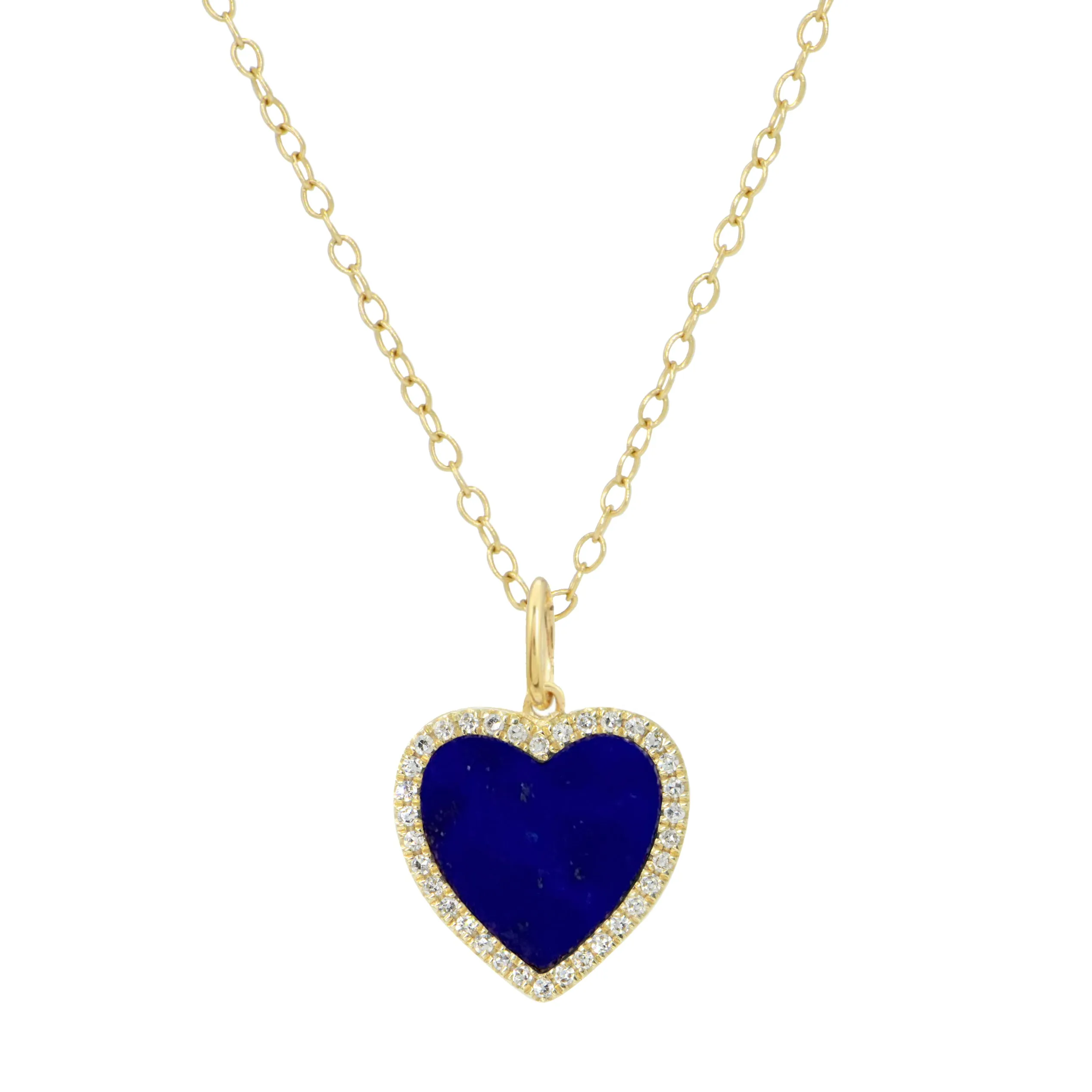 Blue Lapis Heart Necklace With Diamonds