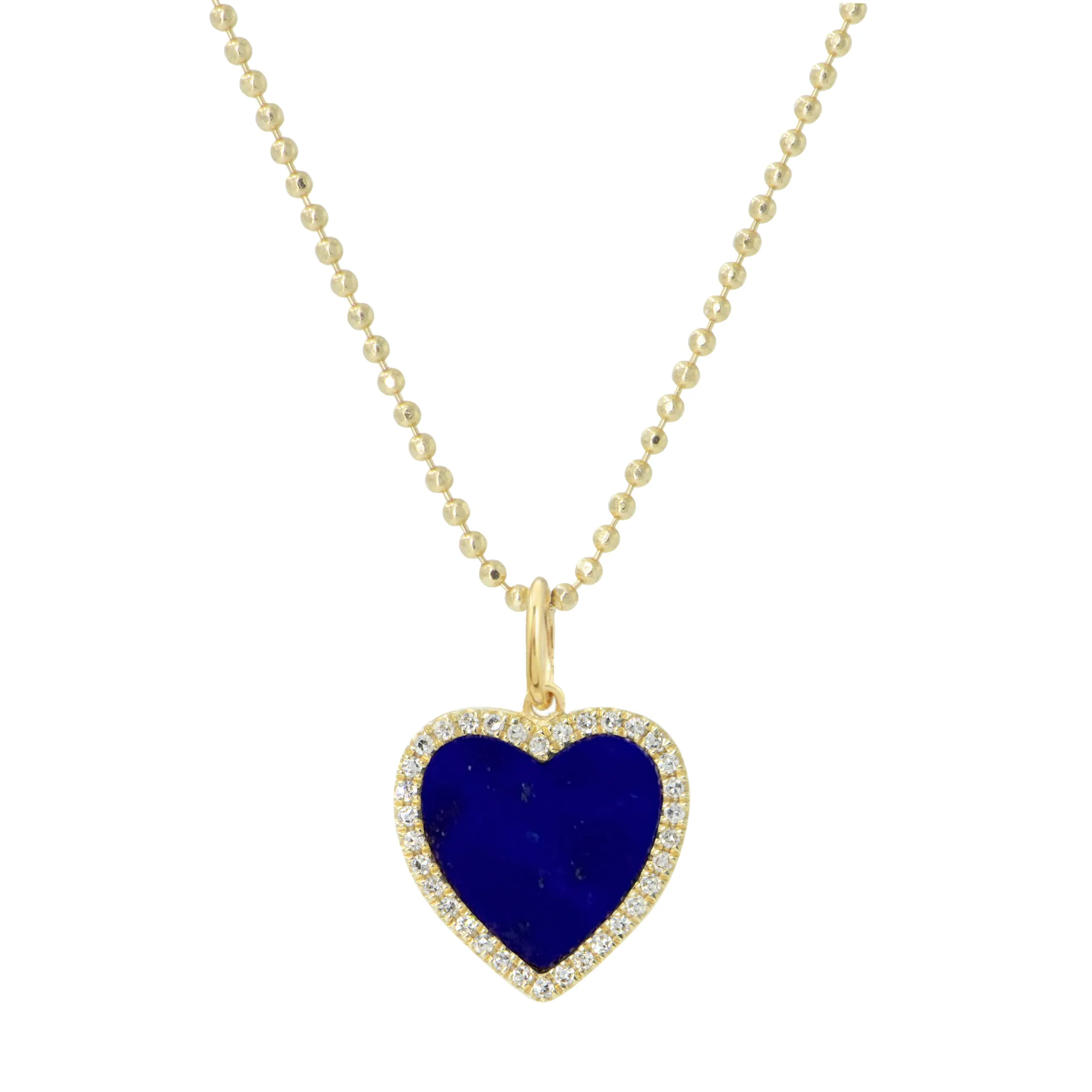 Blue Lapis Heart Necklace With Diamonds