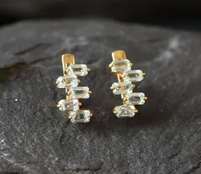 Blue Topaz Earrings - Blue Baguette Earrings, December Birthstone Earrings