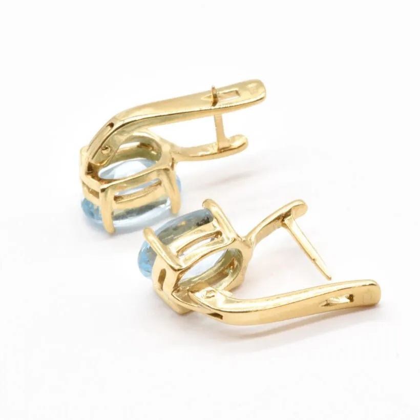 Blue Topaz Gold Earrings - Genuine Blue Topaz Earrings - December Birthstone Earrings