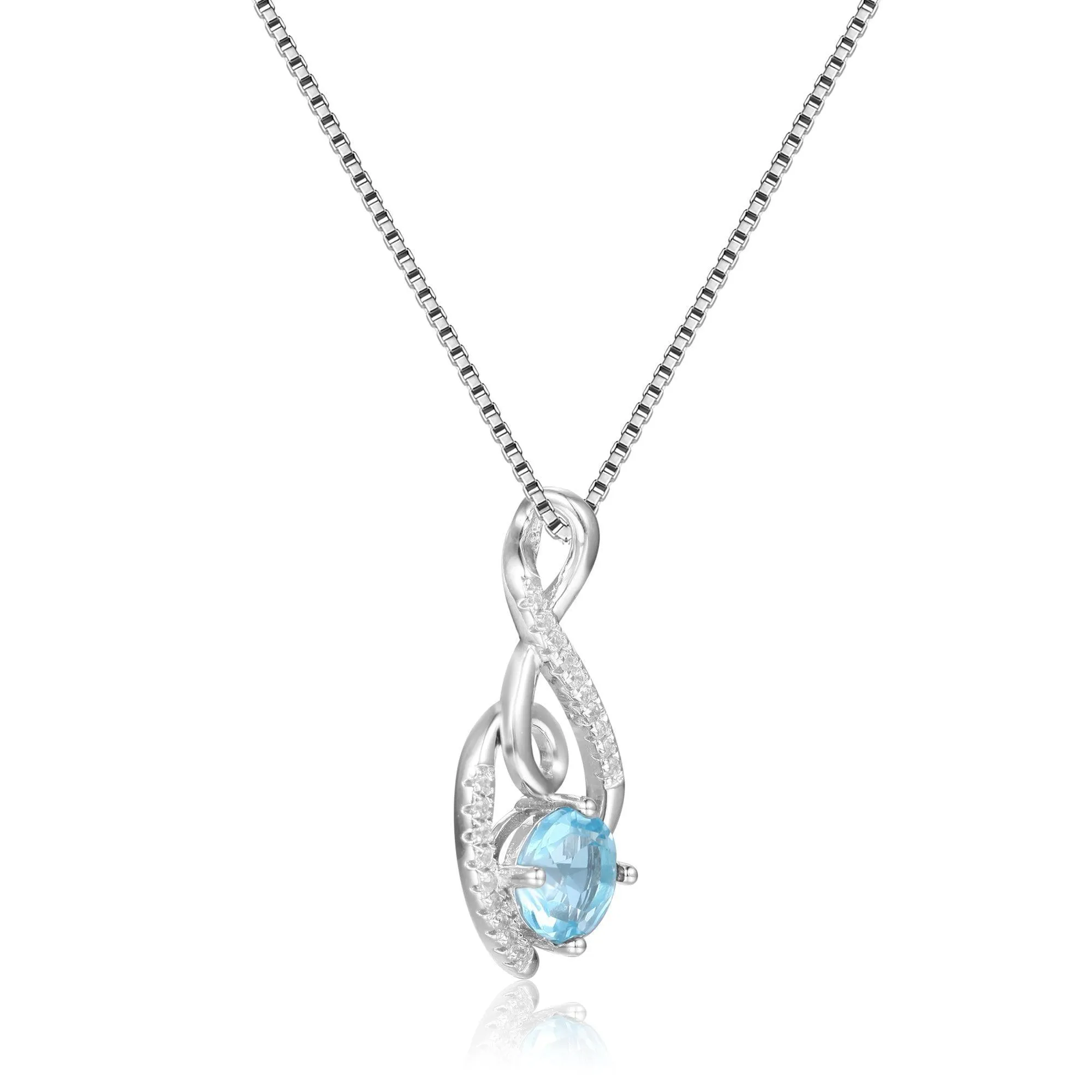 Blue Topaz Treble Clef Music Necklace