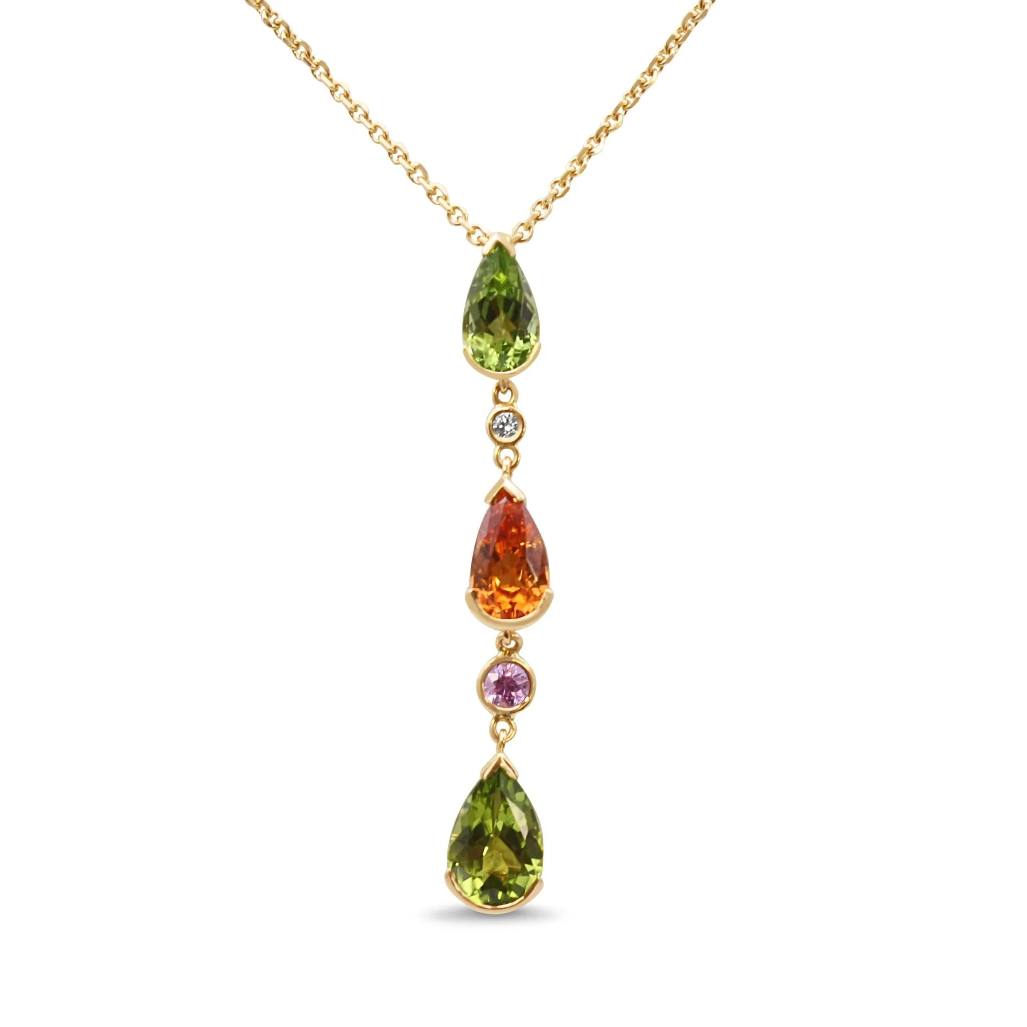 Boodles Multi Gem Diamond Drop Pendant On Necklace - 18ct Yellow Gold
