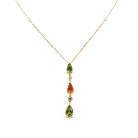 Boodles Multi Gem Diamond Drop Pendant On Necklace - 18ct Yellow Gold