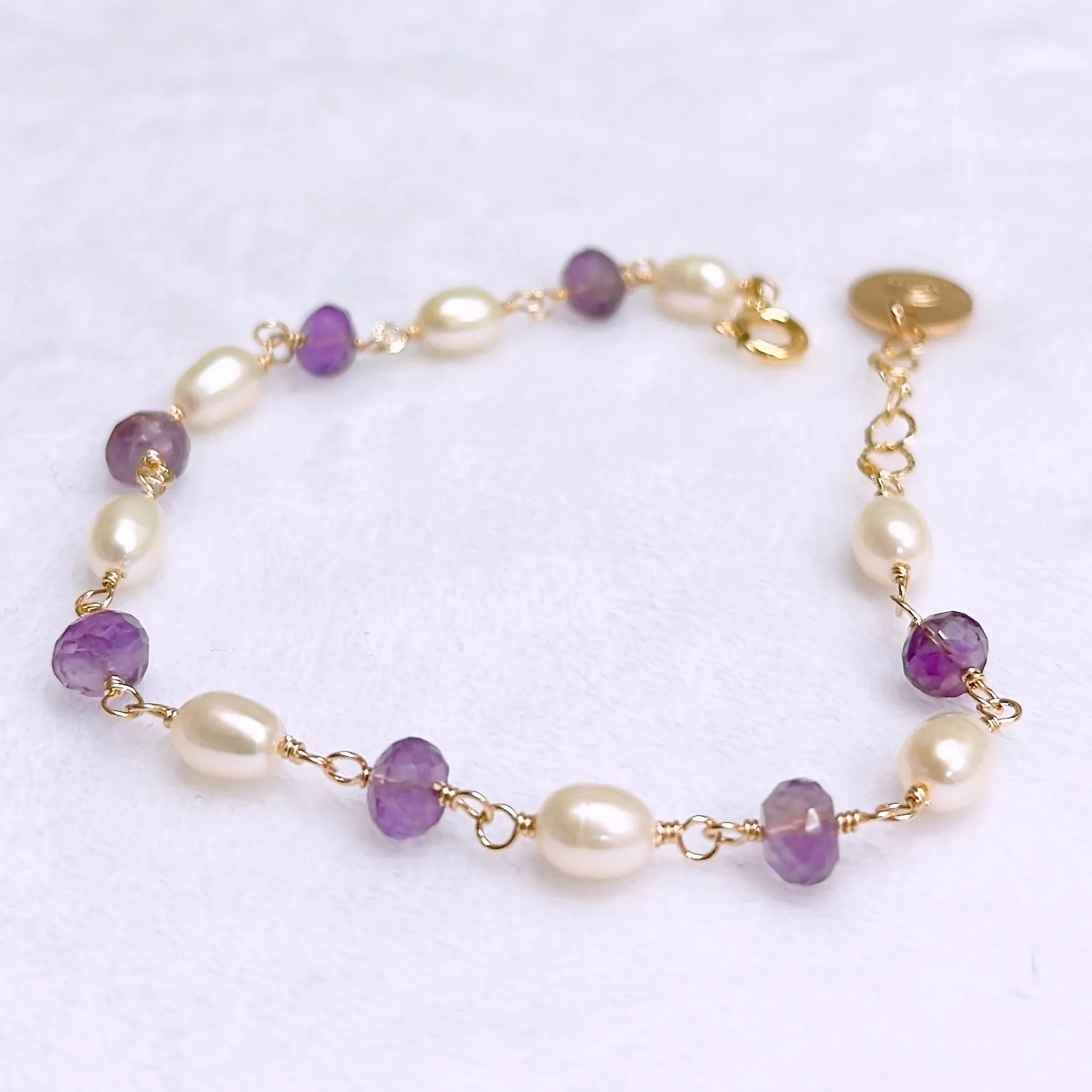 Bracelet GILLIA - amethyst & keshi pearls ( B563)