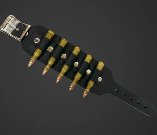 Brass Bullet Leather Wristband