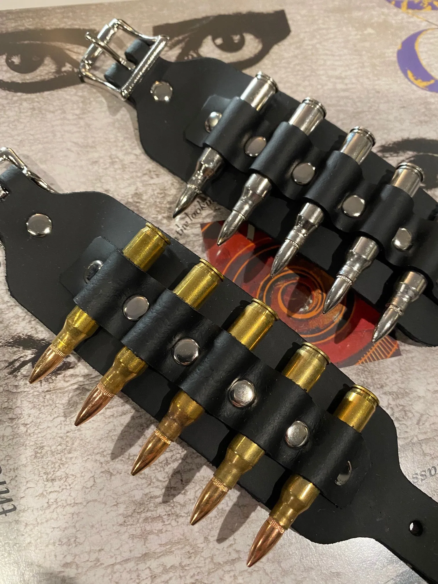 Brass Bullet Leather Wristband