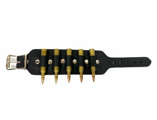 Brass Bullet Leather Wristband