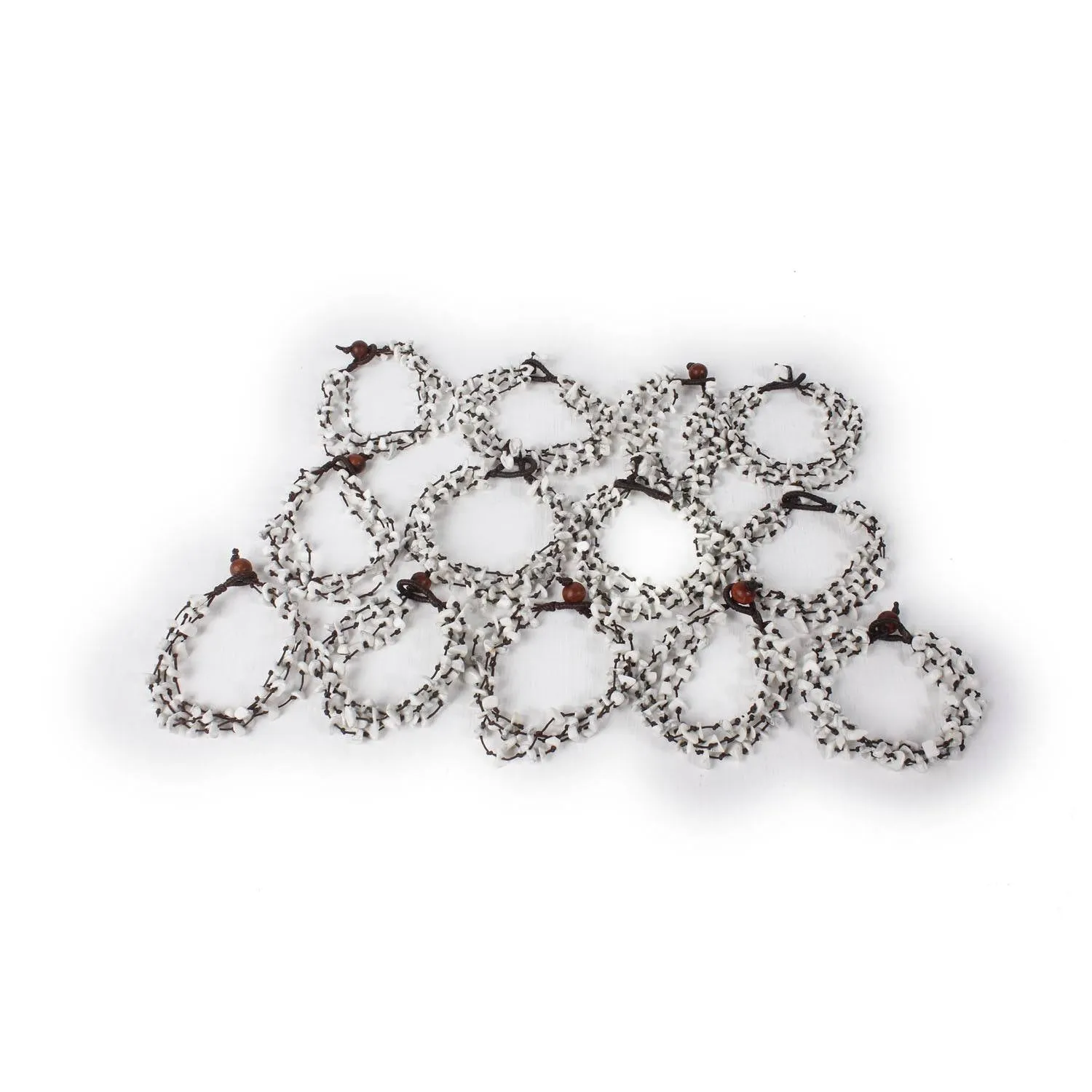 BUNDLE: White Stone 4-string Bracelet 13 Pieces - Thailand