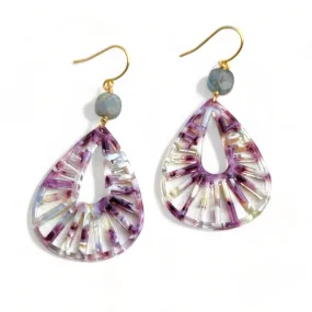Cannes Acrylic Earrings - Patterned Teardrop Purple